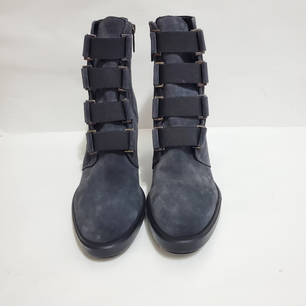 Aqautalia Indira Boot Gray Suede block heel ankle bootie side zip - Picture 3 of 16